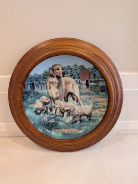 The Hamilton Collection Golden Retrievers Plate By Robert Christie